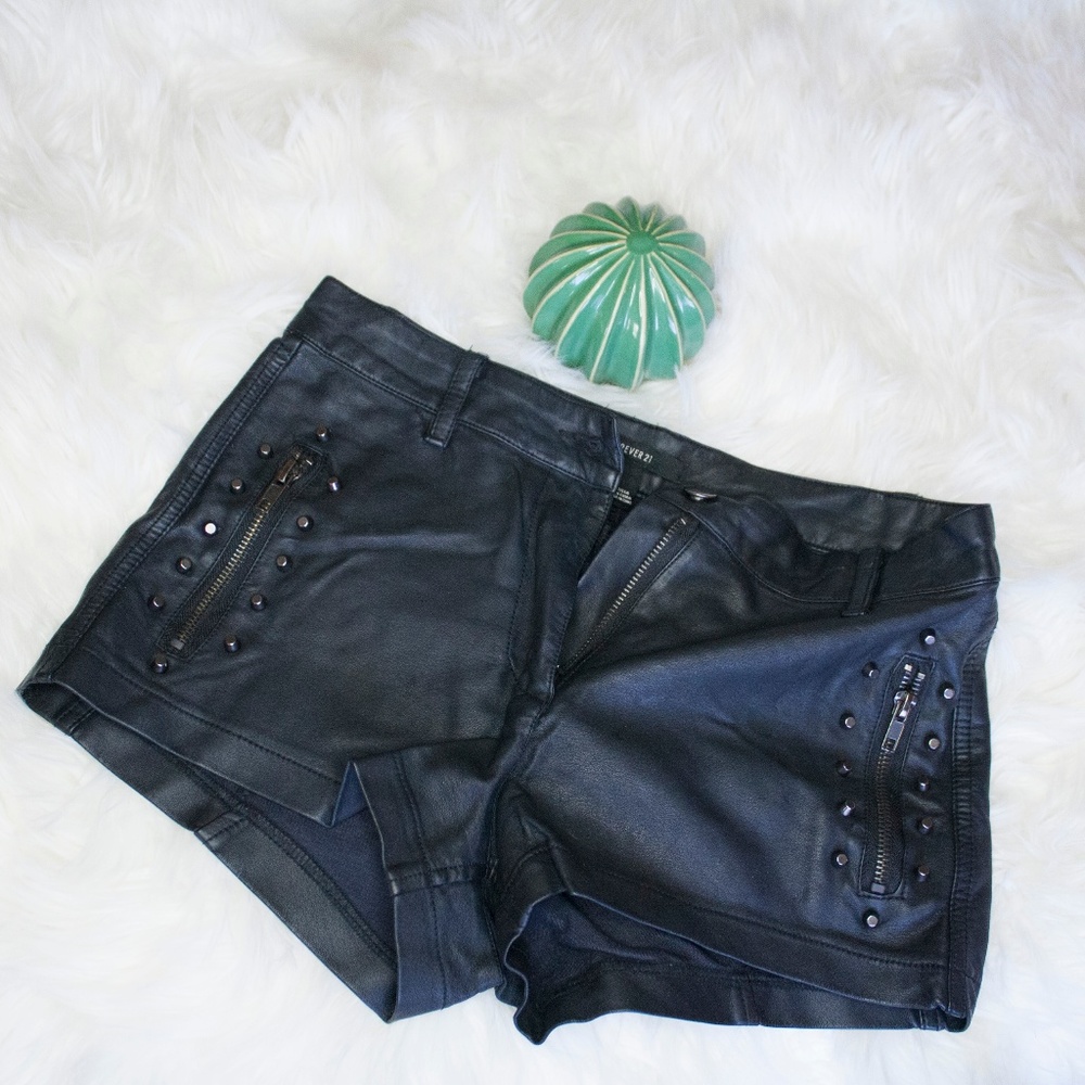 Forever 21 Pleather Studded Shorts